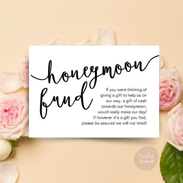 Honeymoon Fund Cash Wish, a note on gifts Enclosure Card (Honeymoon Fund Wish Cash, A note on gifts, Modern Rustic Modern Rustic Wedding Card Black White)
