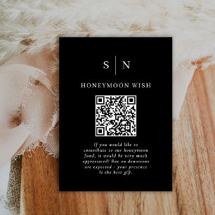 Honeymoon Fund   Dark Black QR Code Registry Enclosure Card