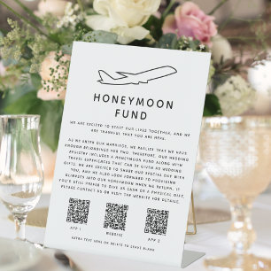 Honeymoon Fund Digital QR Code 2 Apps & Website Pedestal Sign