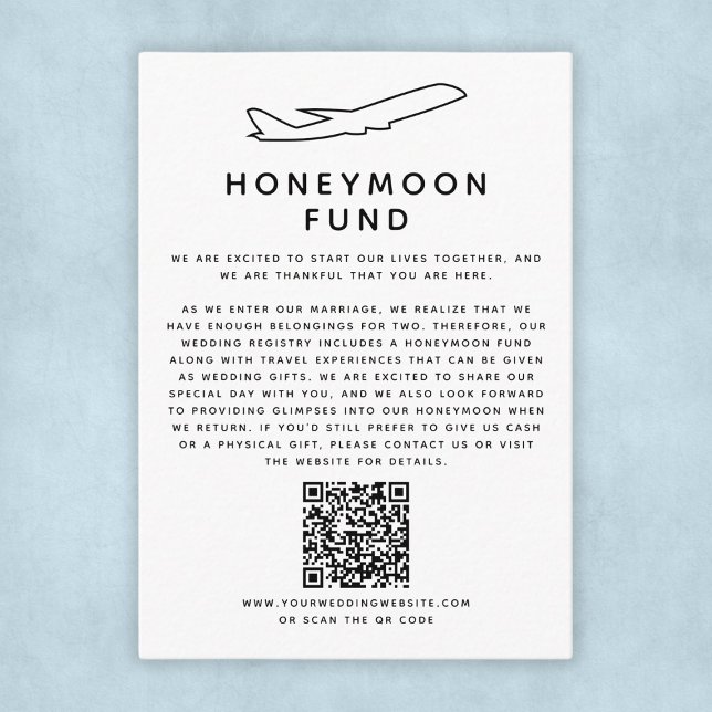Honeymoon Fund Digital Wedding Registry QR Code Enclosure Card (Honeymoon Fund Digital Wedding Registry QR Code Enclosure Card
)