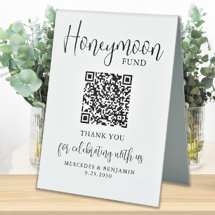 Honeymoon Fund Elegant Script QR Code Wedding