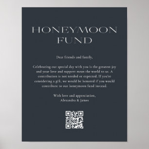 Honeymoon Fund Minimal Dark Grey Wishing Well Poster