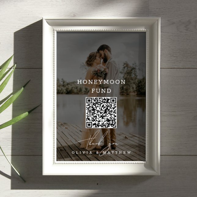 Honeymoon Fund. Minimalist QR Code photo wedding Poster (Creator Uploaded)