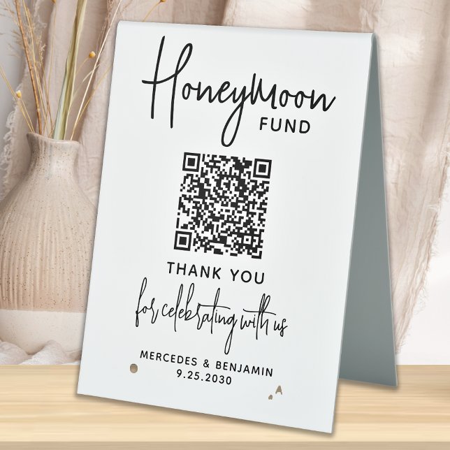 Honeymoon Fund Modern Calligraphy QR Code Wedding  (Creator Uploaded)