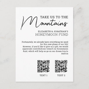 Honeymoon fund modern cash qr code enclosure card