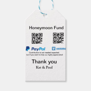 Honeymoon Fund PayPal Venmo QR code thank you Gift Tags