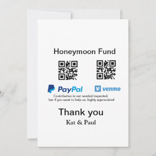 Honeymoon Fund PayPal Venmo QR code thank you Holiday Card