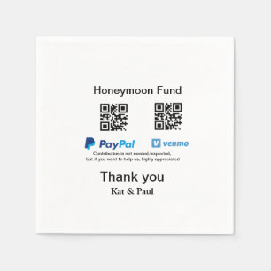 Honeymoon Fund PayPal Venmo QR code thank you Napkin