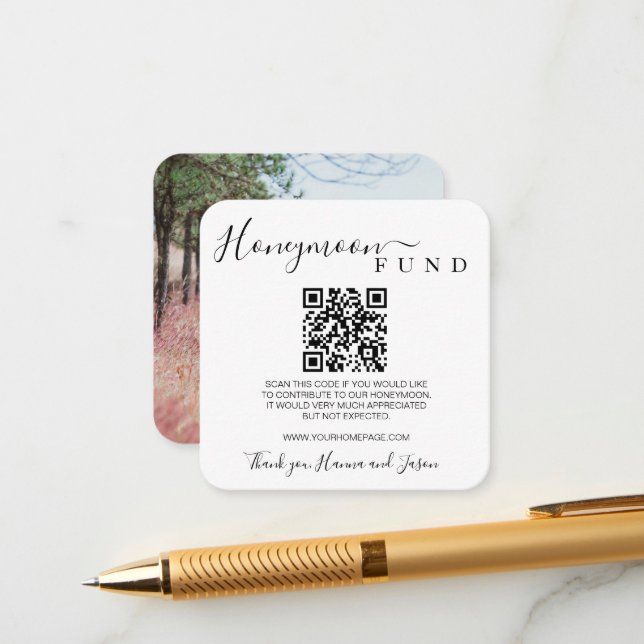 Honeymoon fund Qr card with Photo (Front/Back In Situ)