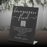 Honeymoon Fund QR Code Black And White Pedestal Sign<br><div class="desc">An elegant black and white honeymoon fund sign,  personalised with your special message,  names and wishing well QR code. Designed by Thisisnotme©</div>