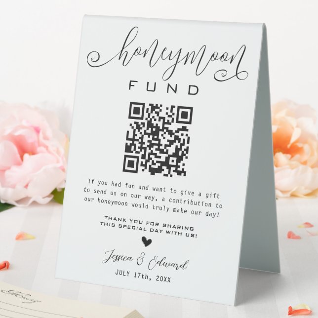 Honeymoon Fund Qr Code Black Chic Modern Minimal (In SItu (Wedding))