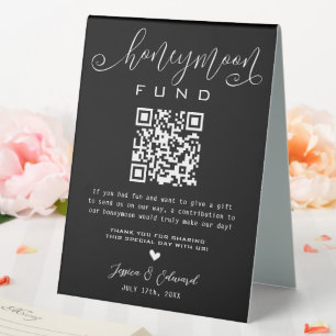 Honeymoon Fund Qr Code Black Chic Modern Minimal