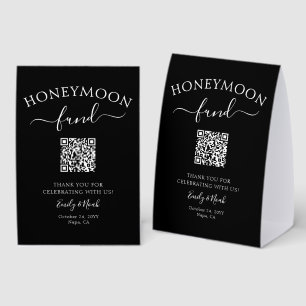 Honeymoon Fund QR Code Black White Wedding