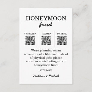 Honeymoon Fund QR Code Enclosure Card