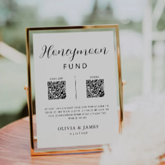 Honeymoon Fund QR Code Minimalist, Wedding Invitation
