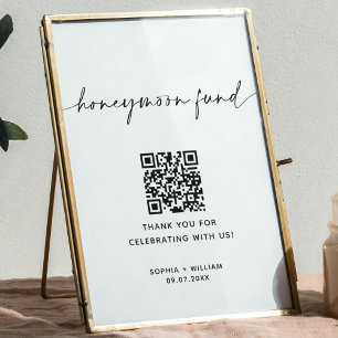 Honeymoon Fund QR Code, Minimalist Wedding Sign