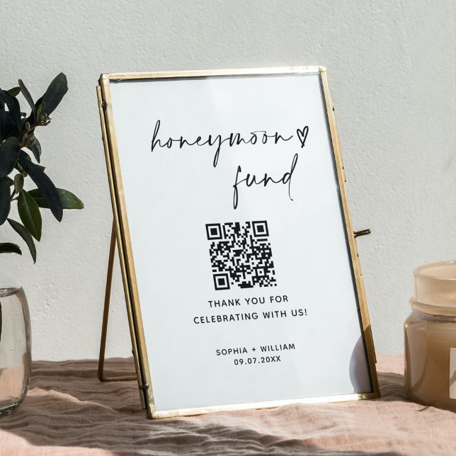 Honeymoon Fund QR Code, Minimalist Wedding Sign (Creator Uploaded)