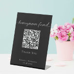 Honeymoon Fund QR Code Minimalit Wedding Modern Pedestal Sign<br><div class="desc">Honeymoon fund - elegant and simple wedding sign.</div>