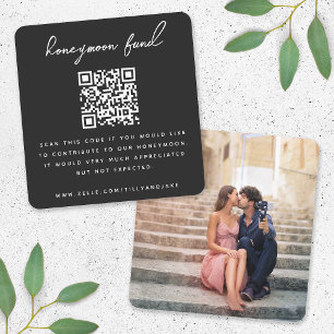 Honeymoon Fund QR Code Photo Wedding Registry Enclosure Card