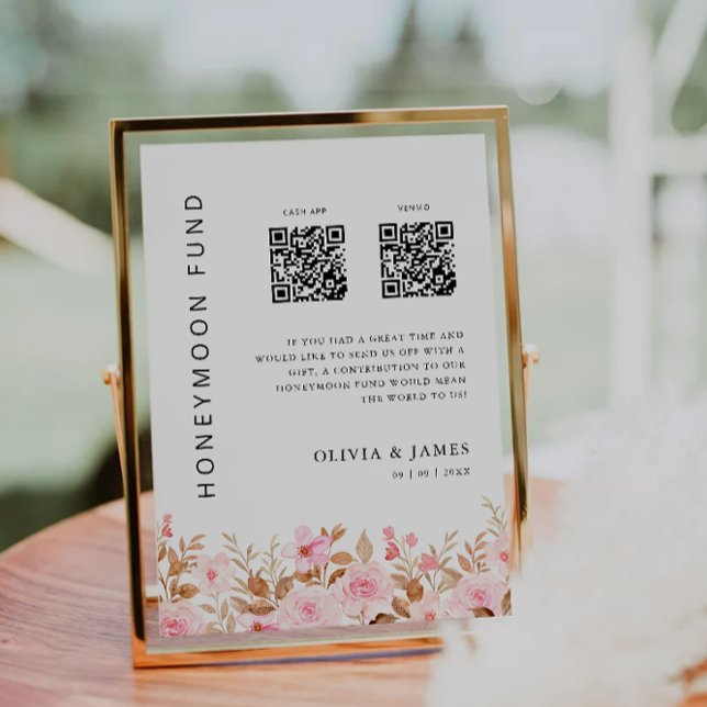 Honeymoon Fund QR Code Rose, Wedding  Invitation (Honeymoon Fund QR Code Rose, Wedding Invitation)