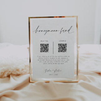 Honeymoon Fund QR Code Sign | Minimalist Wedding