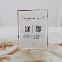 Honeymoon Fund QR Code Sign | Minimalist Wedding