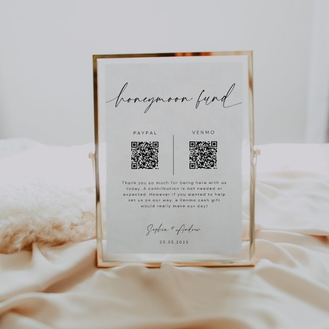 Honeymoon Fund QR Code Sign | Minimalist Wedding (Creator Uploaded)