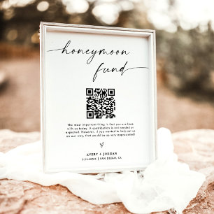 Honeymoon Fund QR Code Sign, Minimalist Wedding Poster