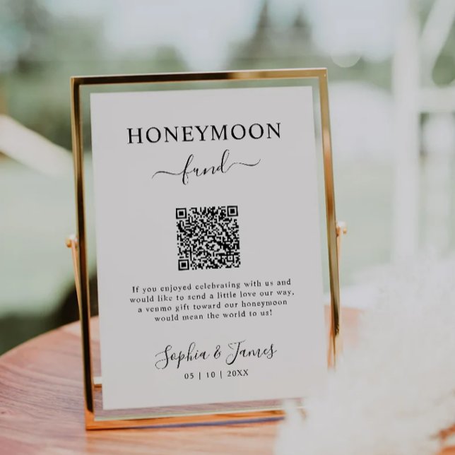 Honeymoon Fund QR Code Sign Printable, Wedding  (Honeymoon Fund QR Code Sign Printable, Wedding
)
