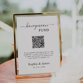 Honeymoon Fund QR Code Sign Printable, Wedding Invitation