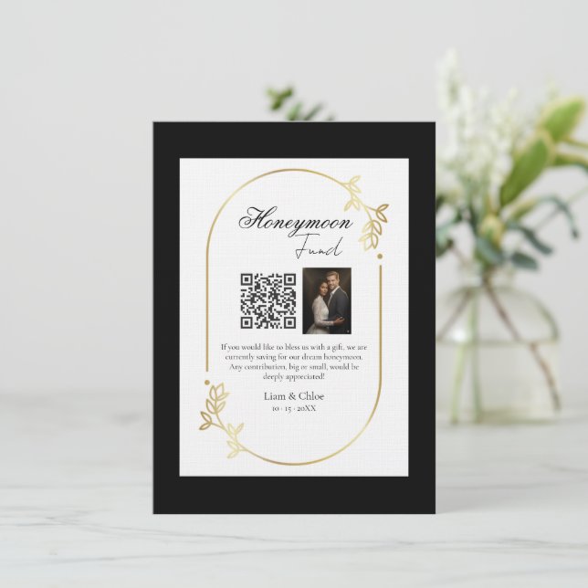 Honeymoon Fund QR Code Sign Wedding Honeymoon Invitation (Standing Front)