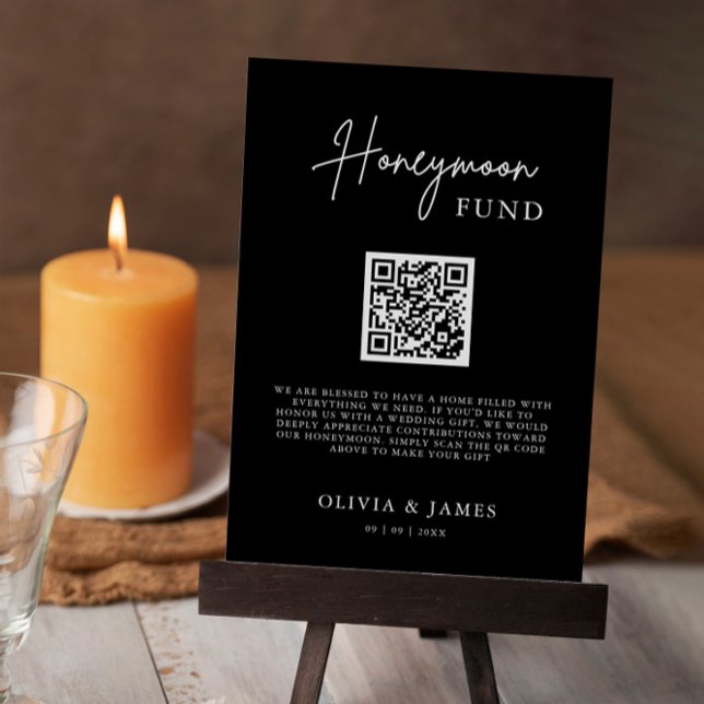 Honeymoon Fund QR Code Sign, Wedding Honeymoon  Invitation (Honeymoon Fund QR Code Sign, Wedding Honeymoon Invitation)