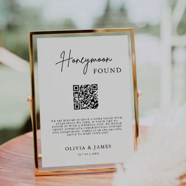 Honeymoon Fund QR Code Sign, Wedding Honeymoon  Invitation (Honeymoon Fund QR Code Sign, Wedding Honeymoon Invitation)