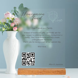 Honeymoon Fund Qr Code Travel Fund Request Gift Acrylic Sign