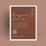 Honeymoon Fund QR Code Wedding Poster<br><div class="desc">Celebrate your happily ever after in style with this unique terracotta wedding honeymoon fund poster. Showcasing a classic burnt orange background with your monogram, the poster is truly one of a kind and perfect for any modern-day wedding. To make gifting easy for your guests, the poster also includes a convenient...</div>