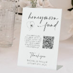 Honeymoon Fund QR Code Wedding Reception Pedestal Sign<br><div class="desc">This cute editable QR sign is perfect for asking your wedding guests to donate to your honeymoon fund! 
The paragraph,  QR code,  names and date can be edited.</div>