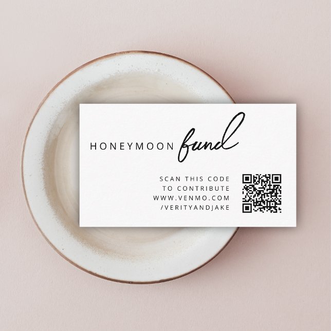 Honeymoon Fund QR Code Wedding Registry Minimalist Enclosure Card (Creator Uploaded)