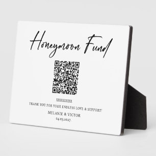 Honeymoon fund QR Code Wedding Sign Poster Plaque