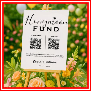 Honeymoon Fund QR Modern Honeymoon Wish Wedding Poster