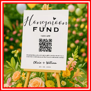 Honeymoon Fund QR Modern Honeymoon Wish Wedding Poster