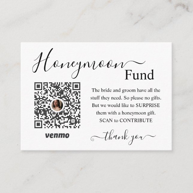 Honeymoon Fund Registry Enclosure Card (Front)
