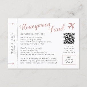Honeymoon Fund Registry Wish Request Enclosure Card