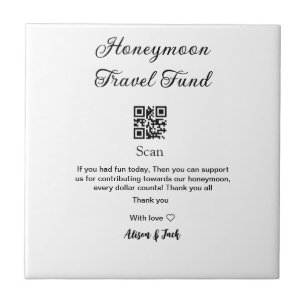 Honeymoon fund scan QR codeadd name  Ceramic Tile