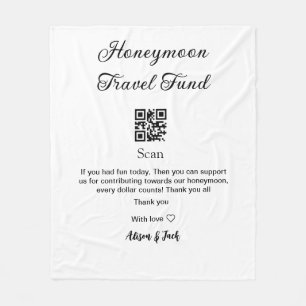 Honeymoon fund scan QR codeadd name Fleece Blanket