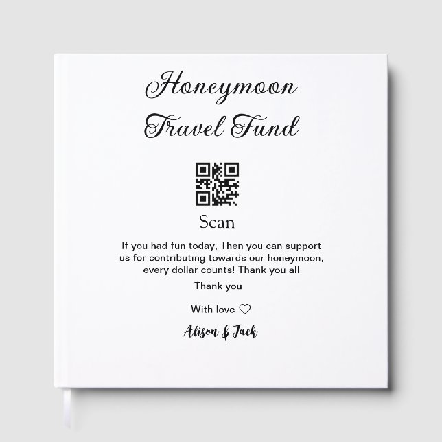 Honeymoon fund scan QR codeadd name  Guest Book (Front)