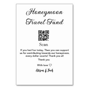 Honeymoon fund scan QR codeadd name Table Number