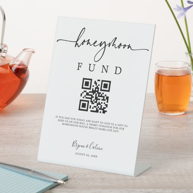 Honeymoon Fund Scan Sign Wedding Reception Gift  (In SItu)