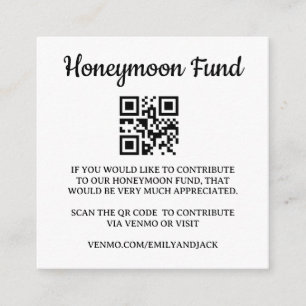 Honeymoon Fund  Venmo QR code Wedding Enclosure Card