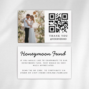 Honeymoon Fund Venmo QR code Wedding Enclosure Card