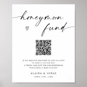 Honeymoon Fund Venmo QR Code Wedding Poster